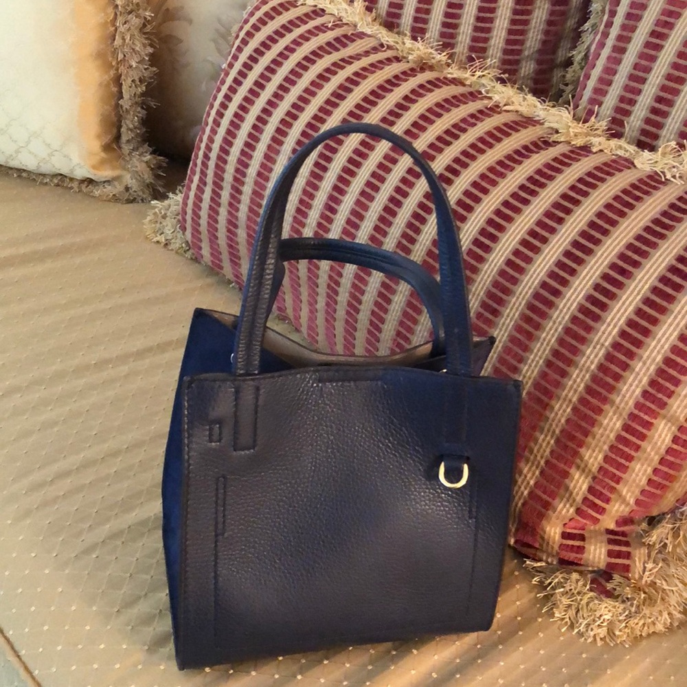 Banana Republic leather & suede navy tote bag